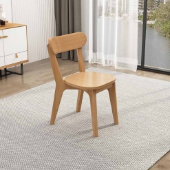 全实木餐椅路易斯椅子北欧现代简约家具橡木矮靠背椅餐椅