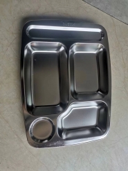 不锈钢餐盘 深5格餐盘 盘子