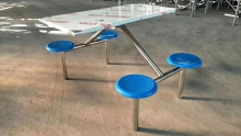 不锈钢餐桌椅组合 4人餐桌
