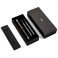 得力S158宝珠笔套装0.5mm子弹头(亮黑)(1支/盒)钢笔
